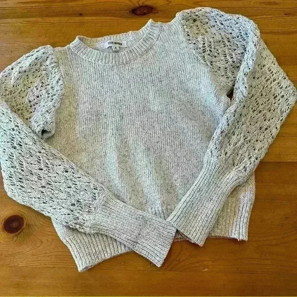 Steve Madden crocheted sleeves sweater women S